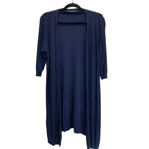 iClosam Navy blue short sleeve open front long cardigan duster XL